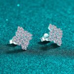 S925 Sterling Silver Moissanite Stud Earrings Geometric Rectangular Beveled Design Delicate Light Luxury