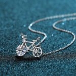 S925 Sterling Silver Moissanite Bicycle Pendant Necklace for Women, Simple and Cute, Factory Direct