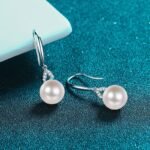 S925 Sterling Silver Drop Earrings with Freshwater Pearl and Moissanite