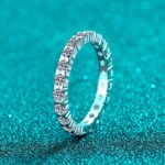 S925 Sterling Silver Full Moissanite Ring for Women 2.5mm Eternity Band Star Design Simple Daily Commute