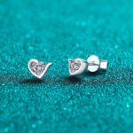 S925 Sterling Silver Moissanite Heart Earrings for Women, Exquisite and Versatile Daily Wear