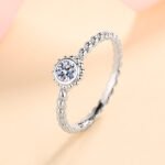 S925 Sterling Silver Ring for Women 30-Point Moissanite Round Wrap Band