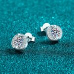 S925 Sterling Silver Moissanite Stud Earrings for Women Floral Design Minimalist Elegant Daily Wear