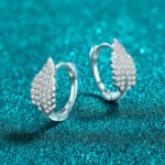 S925 Sterling Silver Moissanite Leaf Stud Earrings for Women, Leaf Design Ear Cuff, European and American Light Luxury Earrings
