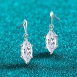 S925 Sterling Silver Moissanite Stud Earrings for Women, Oval Drop Light Luxury Fashion Versatile Ear Jewelry