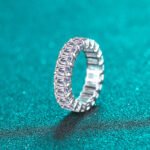 S925 Sterling Silver Ring for Women, Full Moissanite Ring, Green and White