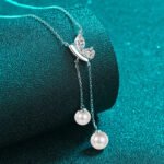 S925 Sterling Silver Necklace for Women with Moissanite and Freshwater Pearl
