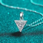 S925 Sterling Silver Triangle Moissanite Cluster Necklace for Women