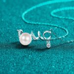 S925 Silver Moissanite Pearl Necklace LOVE Simple Pendant Versatile Korean Style Collarbone Chain Gift for Girlfriend