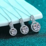 S925 Sterling Silver Collarbone Necklace for Women, Korean Style Round Moissanite Pendant, Simple Daily Versatile