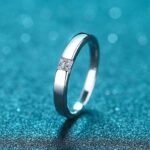 925 Silver Princess Cut Simple Band Ring with 30-Point Moissanite, Unisex