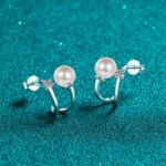 S925 Sterling Silver U-Shape Stud Earrings for Women with Moissanite and Freshwater Pearl, Wholesale Ear Jewelry