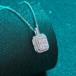 S925 Sterling Silver Necklace for Women, Emerald Cut Moissanite Pendant, Two-Tone Chain, Factory Direct Wholesale