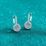 S925 Sterling Silver Earrings Round Moissanite Stud Earrings Simple Women's Jewelry Wedding Gift