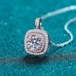 S925 Silver Square Micro-Set Moissanite Necklace for Women, Light Luxury Style
