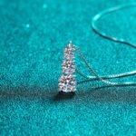 S925 Sterling Silver Moissanite Step Pendant Necklace, Wholesale, Choker