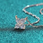 S925 Sterling Silver Moissanite Champagne Gold Necklace for Women, Petal Pendant, Simple High-End Daily Wear