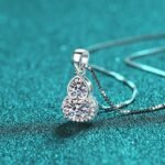 S925 Sterling Silver Moissanite Pendant Necklace for Women, Gourd-Shaped Heart Pendant, New Chinese Style, Minimalist Cool