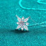 S925 Silver Moissanite Necklace Snowflake Pendant Marquise Cut Light Luxury Fashion Minimalist Trendy Collarbone Chain