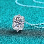 S925 Sterling Silver Moissanite Necklace for Women, Oval Shape, Luxurious and Elegant Pendant, Fashionable and Versatile
