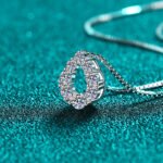 S925 Sterling Silver Moissanite Pendant Necklace for Women, Teardrop Full Drill Design, Elegant and Luxurious Holiday Gift