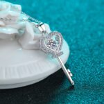 925 Sterling Silver Lock of Love Necklace with 0.5ct Moissanite for Women, Engagement, Factory Direct