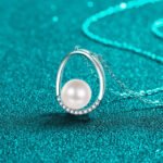 S925 Silver Moissanite Pearl Necklace Oval Pendant Elegant Daily Commute Clavicle Chain