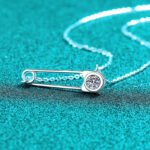 S925 Sterling Silver Moissanite Necklace for Women, Paperclip Pendant, Minimalist Versatile Design, Exquisite Gift