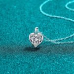 S925 Sterling Silver Heart Moissanite Necklace for Women Minimalist Heart Pendant Sweet Collarbone Chain