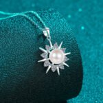 S925 Sterling Silver Necklace for Women with Natural Freshwater Pearl and Moissanite Sunflower Pendant