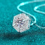 S925 Sterling Silver Moissanite Necklace for Women Hexagonal Pendant Trendy Fashion Daily Versatile Holiday Gift