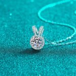 S925 Sterling Silver Moissanite Necklace Sweet Rabbit Ear Pendant Minimalist Daily Commute Simple High-End Design