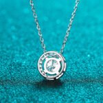 925 Sterling Silver Moissanite Necklace for Women Round Bezel Pendant Minimalist Korean Style Live Hot Sale Factory Direct