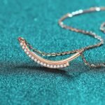 S925 Sterling Silver Moissanite Champagne Gold Necklace for Women, Smile Row Diamond Line Chain, Minimalist High-End Cool Tone