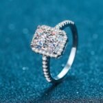 925 Sterling Silver Ring for Women with Micro-Set Stones, 1 or 2 Carat Moissanite, Four-Prong, Fancy Cut