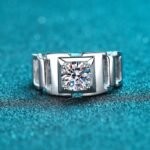 S925 Silver Men's Ring Simple 1 Carat Moissanite Ring European and American Style
