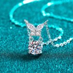 S925 Sterling Silver Moissanite Butterfly Pendant Necklace for Women, Sweet and Cute Daily Style