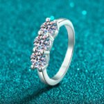 S925 Sterling Silver Moissanite Ring for Women 50 Points Eternity Band Simple Versatile Exquisite Daily Commuter Fashion