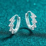 S925 Sterling Silver Moissanite Earrings for Women Lightning ECG Wave Design