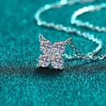 S925 Sterling Silver Moissanite Pendant Necklace for Women, Floral Design, Simple Elegant, Daily Wear, Gift
