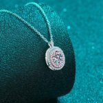 S925 Sterling Silver Necklace Women Moissanite Oval Pendant Rose Gold Tone Collarbone Chain Wholesale
