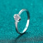 S925 Sterling Silver Moissanite Ring for Women Heart Shaped Unique Design Simple Elegant Daily Wear