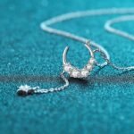 S925 Silver Star Moon Pendant Moissanite Necklace
