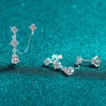 S925 Sterling Silver Moissanite Earrings for Women, Tassel Double Needle, Simple High-end Ins Style