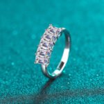 S925 Sterling Silver Ring for Women, Emerald Cut Moissanite Ring, Factory Wholesale