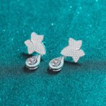S925 Silver Earrings for Women Maple Leaf Drop Moissanite Stud Earrings Factory Direct Wholesale