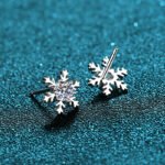 S925 Sterling Silver Moissanite Snowflake Earrings for Students, Factory Direct