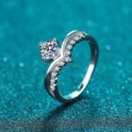 V-Shape Micro-Set Moissanite Ring for Women, 925 Silver, Factory Direct