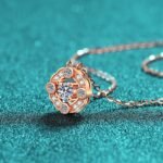 S925 Sterling Silver Four-Prong Moissanite Champagne Gold Necklace Pendant for Women, Fresh and Elegant Daily Style
