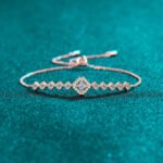 S925 Sterling Silver Moissanite Bracelet Cubic Zirconia Adjustable Chain Minimalist Style